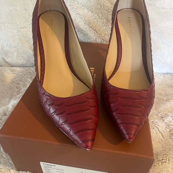 Coach Smith Cut Snake black cherry heels - Picture 2 of 6